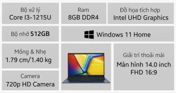 Laptop ASUS Vivobook 14 X1404ZA-NK386W - Hình ảnh 2