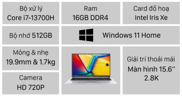 Laptop ASUS Vivobook 15 OLED A1505VA-MA492W - Hình ảnh 2