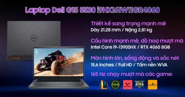 Laptop Dell G15 5530 i9HX161W11GR4060 - Hình ảnh 4