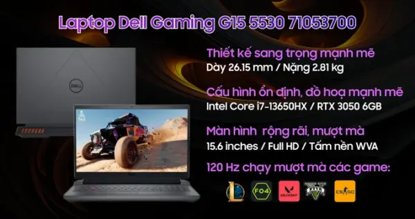 Laptop Dell Gaming G15 5530 71053700 - Hình ảnh 2