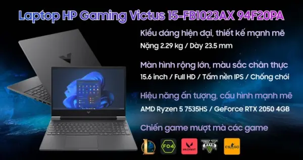 Laptop HP Gaming Victus 15-FB1023AX 94F20PA - Hình ảnh 2