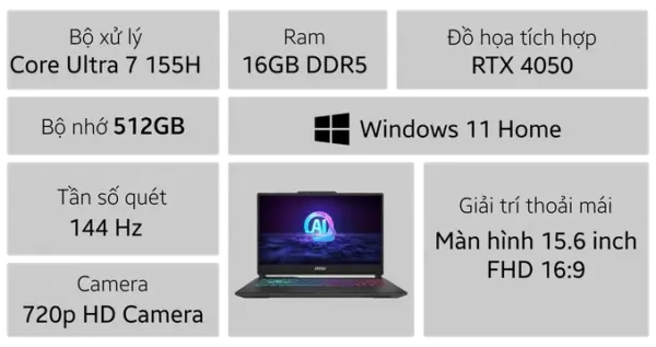Laptop MSI Cyborg 15 A1VEK-053VN - Hình ảnh 2