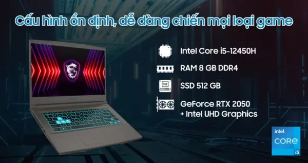Laptop MSI Gaming Thin 15 B12UCX-1419VN - Hình ảnh 2