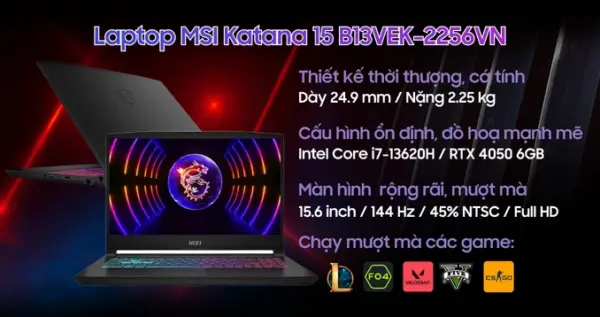 Laptop MSI Katana 15 B13VEK-2256VN - Hình ảnh 2