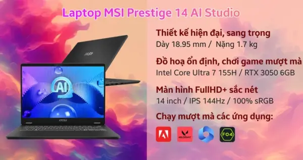 Laptop MSI Prestige 14 AI Studio C1UDXG-058VN - Hình ảnh 2