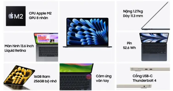 Apple MacBook Air M2 2024 8CPU 8GPU 16GB 256GB - Hình ảnh 2